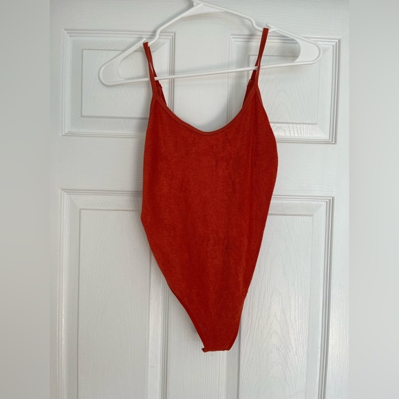 Red Orange Women’s Bodysuit Size Medium Large - Picture 3 of 13